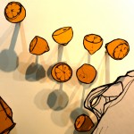 Drawings of a slice of lemon
