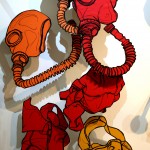 Drawings of a Russian gas mask and bag